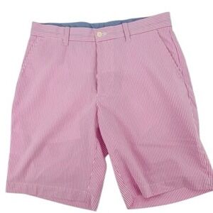 Polo Ralph Lauren Seersucker Golf Shorts Mens 32 Pink White Striped Preppy vac‎